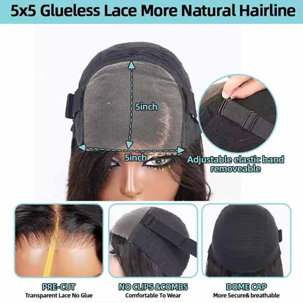 250% Density Glueless Deep Curly Wave Wig Ready To Wear 5x5 HD Lace Closure Wig Pre Cut No Glue 13x4 13x6 Human Hair Wigs Women