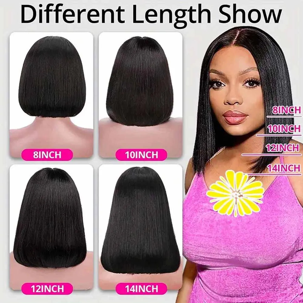 250% Density Straight Wear And Go Glueless 13x4 Bob Wig For Women Ready To Go Human Hair Wigs 4x4 5x5Lace Closure Wig Human Hair
