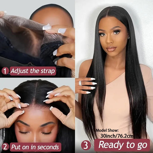 40 Inch Glueless HD Lace 13x4 Front Wig Human Hair 13x6 Ready To Wear Straight Wigs With Pre Plucked 5x5 Closure No Glue Needed