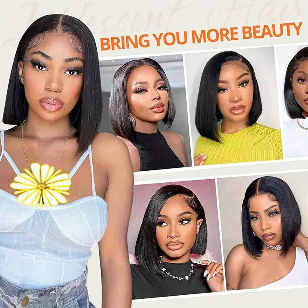 250% Density Straight Wear And Go Glueless 13x4 Bob Wig For Women Ready To Go Human Hair Wigs 4x4 5x5Lace Closure Wig Human Hair