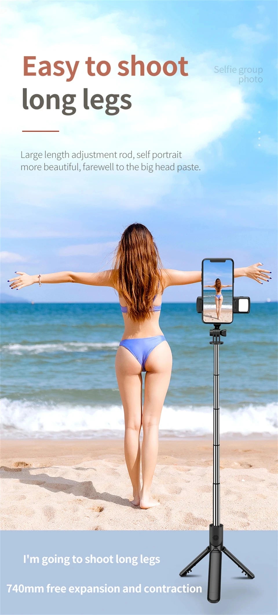 Portable Bluetooth Selfie Stick Retractable Multifunctional Phone HoldeTripod With Selfie light Wireless Remote Shutter stand