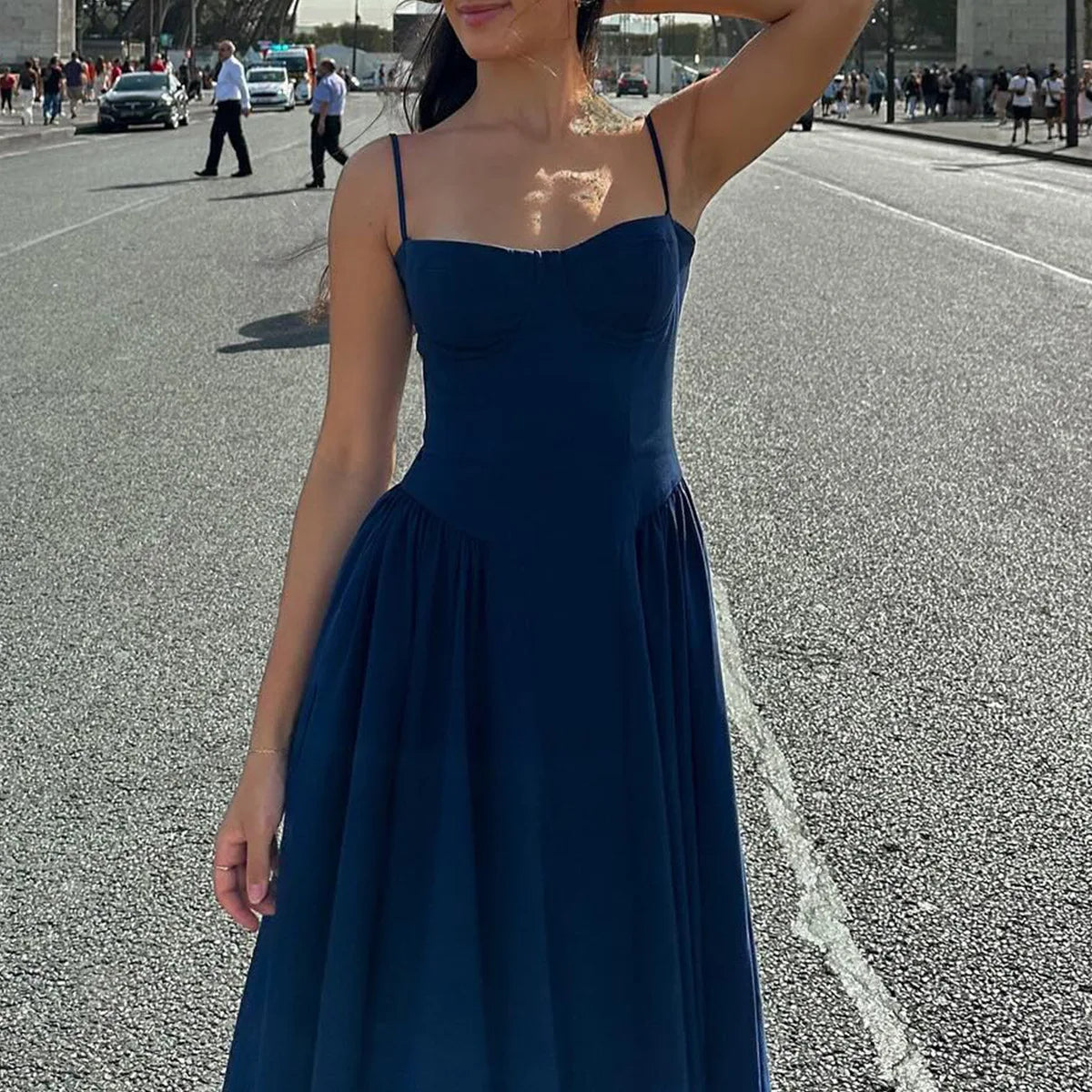 Suninheart Spaghetti Strap Summer Party Dresses 2025 New Arrivals Fit and Flare Elegant Midi Dress Red Night Date Dress