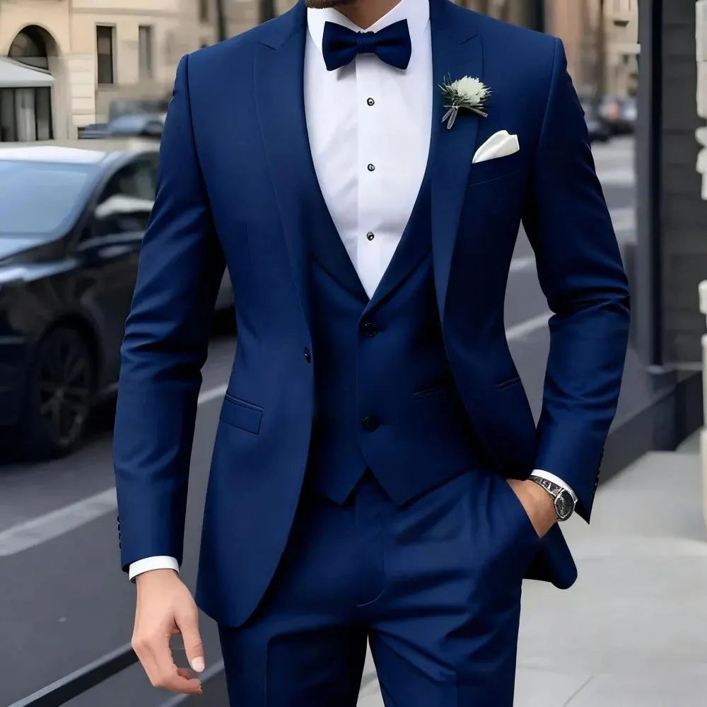 New Business Casual MC Wedding Groom Best Man Dress Jacquard Men's Suit Three-piece Set  Wedding Suits for Men  Mens Suits  Suit