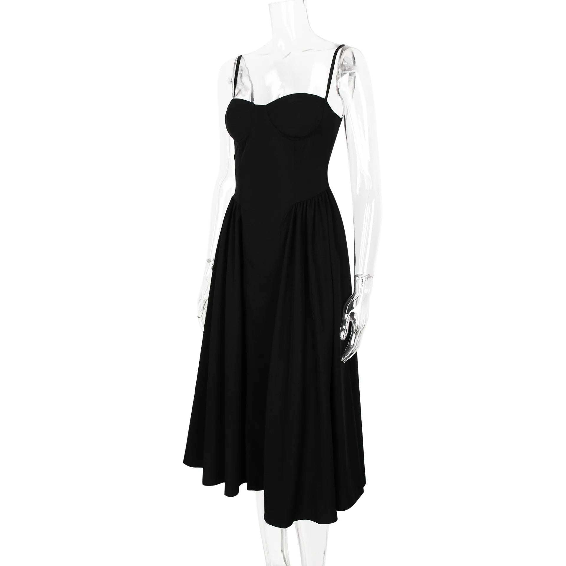 Suninheart Spaghetti Strap Summer Party Dresses 2025 New Arrivals Fit and Flare Elegant Midi Dress Red Night Date Dress