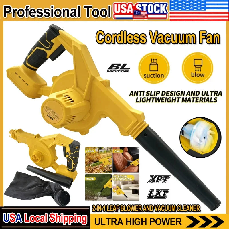 Fit Dewalt Cordless Leaf Blower for 20V Battery Electric Jobsite Air Blower 2-in-1 Handle Electric Blower and Vacuum Cleaner