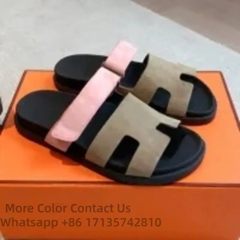 Designer O 'Blue Quality Outdoor Leisure Resort Beach Flats Leather Slippers Chype Season Classic Sandals Size