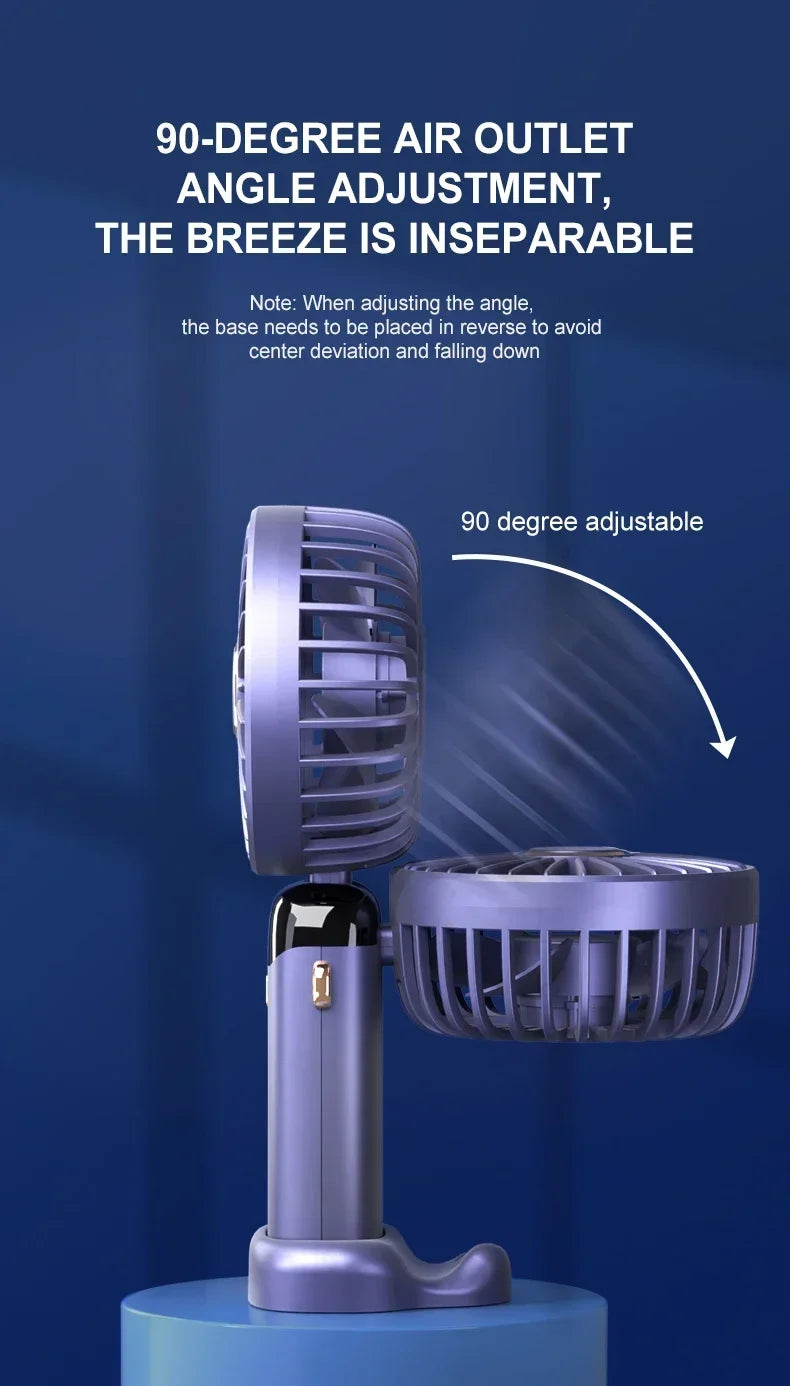 Portable Handheld Mini Fan Foldable Neck Hanging Fans 5 Speed USB Rechargeable Fan with Phone Stand and Display Screen 1800mAh
