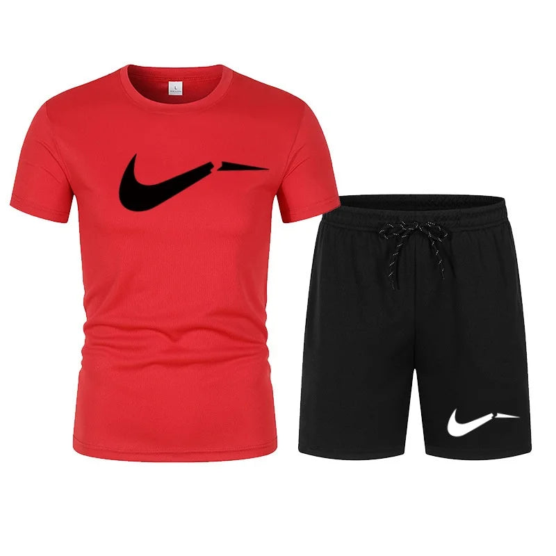 2026 men's summer T-shirt and shorts set, casual and fashionable short sleeved T-shirt combination, breathable sportswear