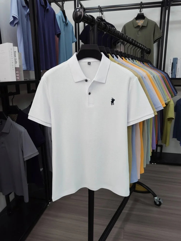 High end 100% cotton short sleeve polo shirt men's fashion luxury brand hot selling pony embroidery golf casual business T-shirt