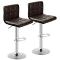 Adjustable Height PU Leather Barstools Set of 2, Brown Liv