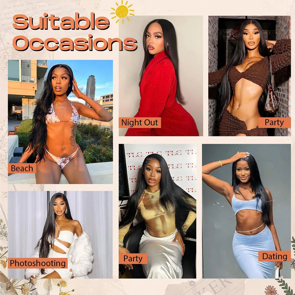 40 Inch Glueless HD Lace 13x4 Front Wig Human Hair 13x6 Ready To Wear Straight Wigs With Pre Plucked 5x5 Closure No Glue Needed