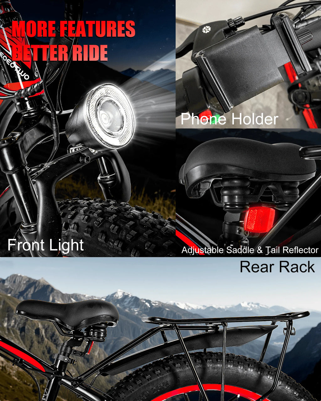 EOEOTWO 1500W Electric Bike 48V 15Ah Battery 26" 4.0 Fat Tire Ebike 34MPH High Speed Mountain Bicycle Off-Road Snow Bike for Adults
