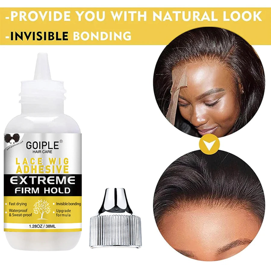 Wig Install & Styling Kit Waterproof Wig Glue Invisible Bonding for Long Lasting with Hair Wax Stick Tame Frizz Neat Edges