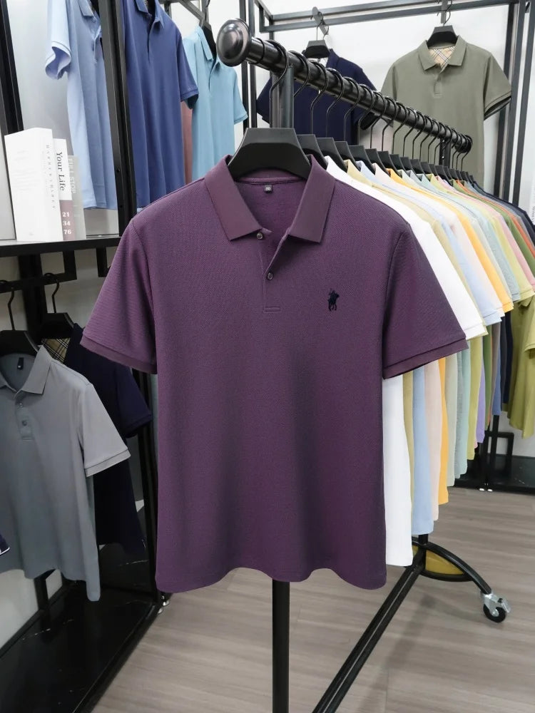 High end 100% cotton short sleeve polo shirt men's fashion luxury brand hot selling pony embroidery golf casual business T-shirt