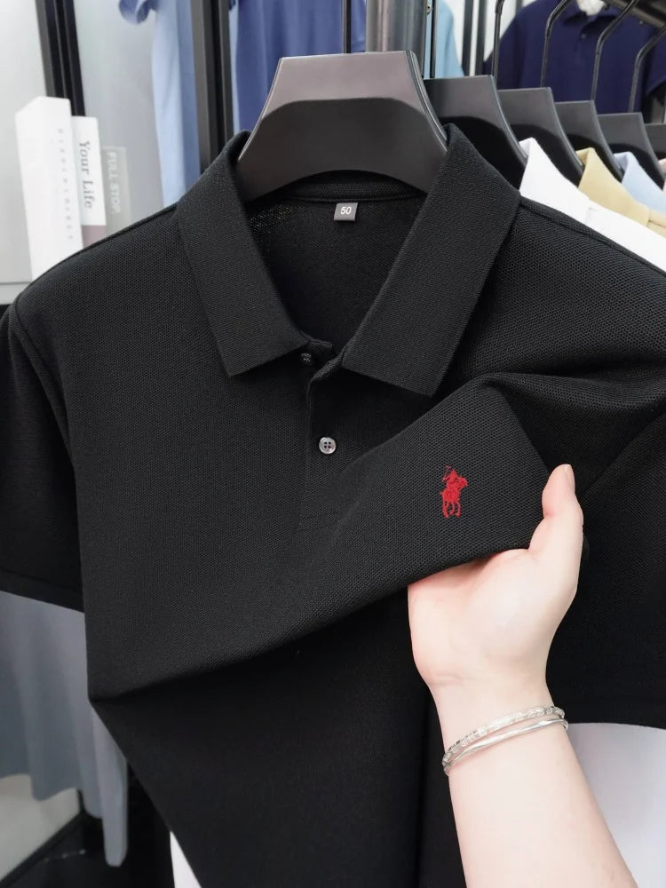 High end 100% cotton short sleeve polo shirt men's fashion luxury brand hot selling pony embroidery golf casual business T-shirt
