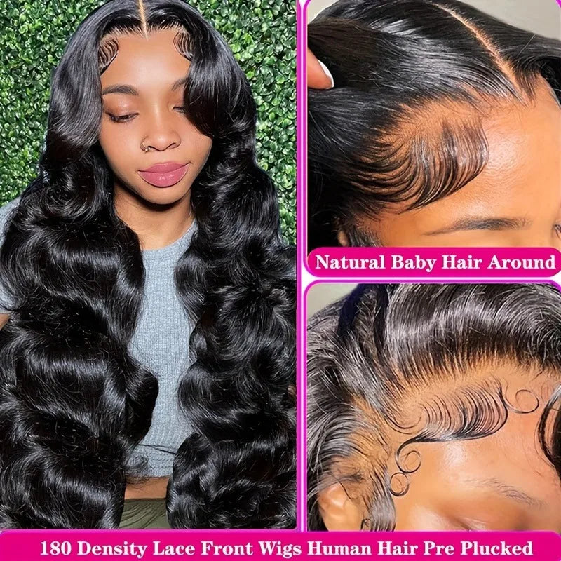 250 Density Body Wave Human Hair Wigs 13x4 13x6 HD Lace Front Human Hair Wig Pre Plucked Pre Cut 3D Dome Cap with Bleached Knots Glueless Body Wave Wigs For Woman