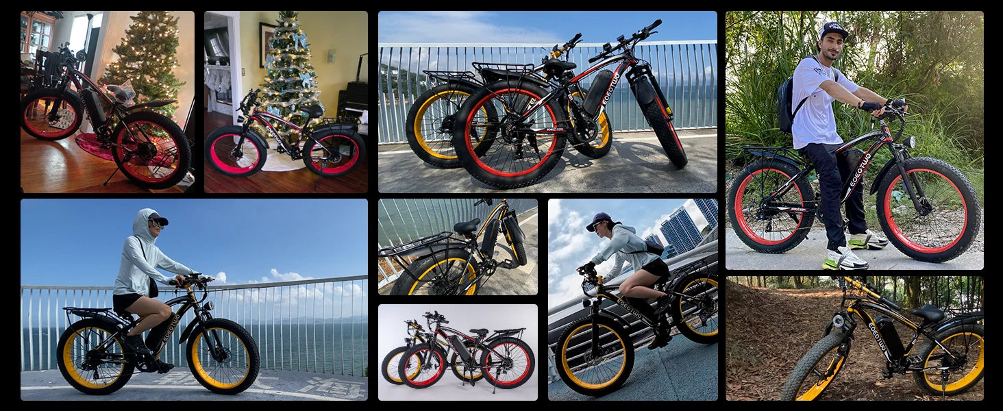 EOEOTWO 1500W Electric Bike 48V 15Ah Battery 26" 4.0 Fat Tire Ebike 34MPH High Speed Mountain Bicycle Off-Road Snow Bike for Adults