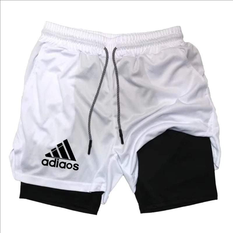 Men'S Compression Shorts Summer Gym Fitness Running Training Sports Shorts Two-In-One Mesh Breathable Quick-Drying Shorts