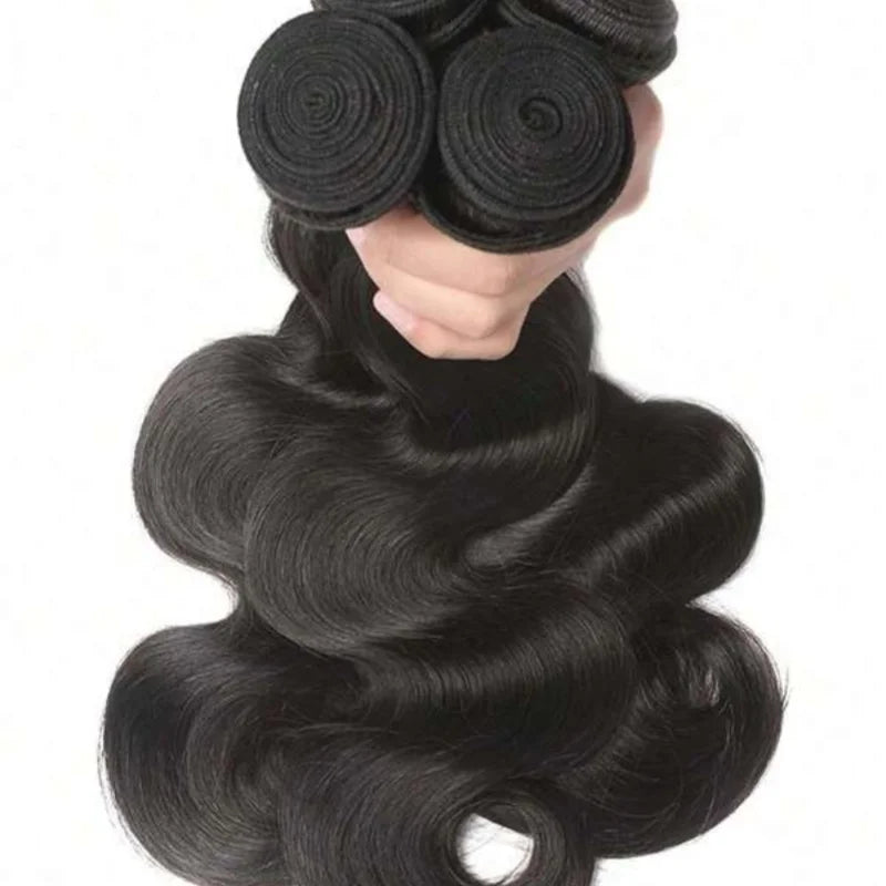 Body Wave Hair Bundles - Natural Black Brazilian Virgin Hair Weave 12A Unprocessed Hair Extensions.