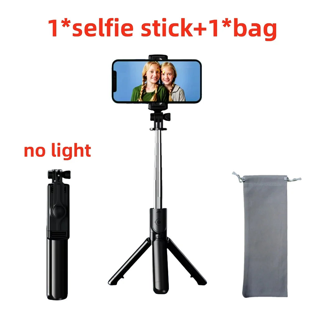 Portable Bluetooth Selfie Stick Retractable Multifunctional Phone HoldeTripod With Selfie light Wireless Remote Shutter stand