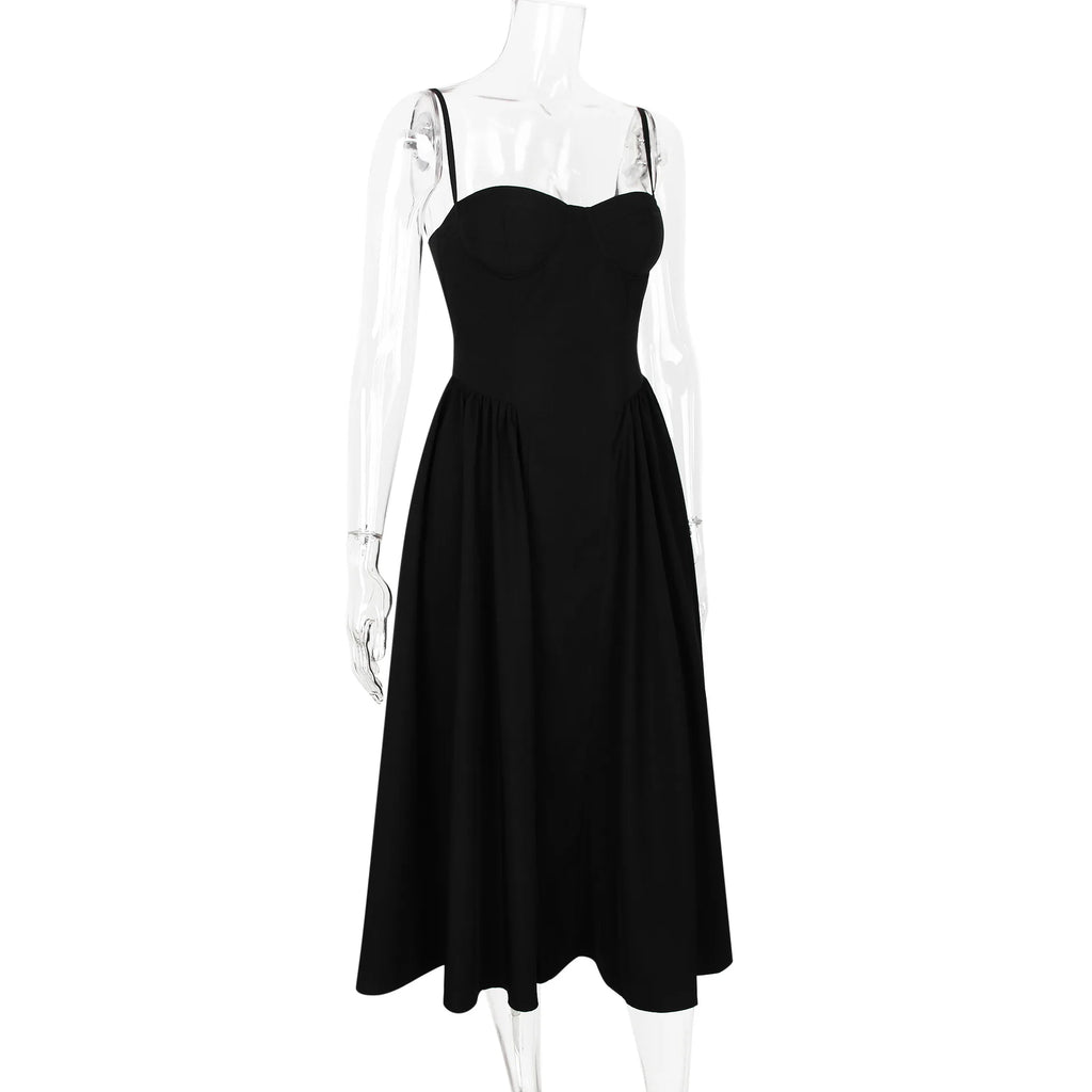 Suninheart Spaghetti Strap Summer Party Dresses 2025 New Arrivals Fit and Flare Elegant Midi Dress Red Night Date Dress
