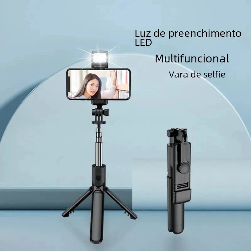 Portable Bluetooth Selfie Stick Retractable Multifunctional Phone HoldeTripod With Selfie light Wireless Remote Shutter stand