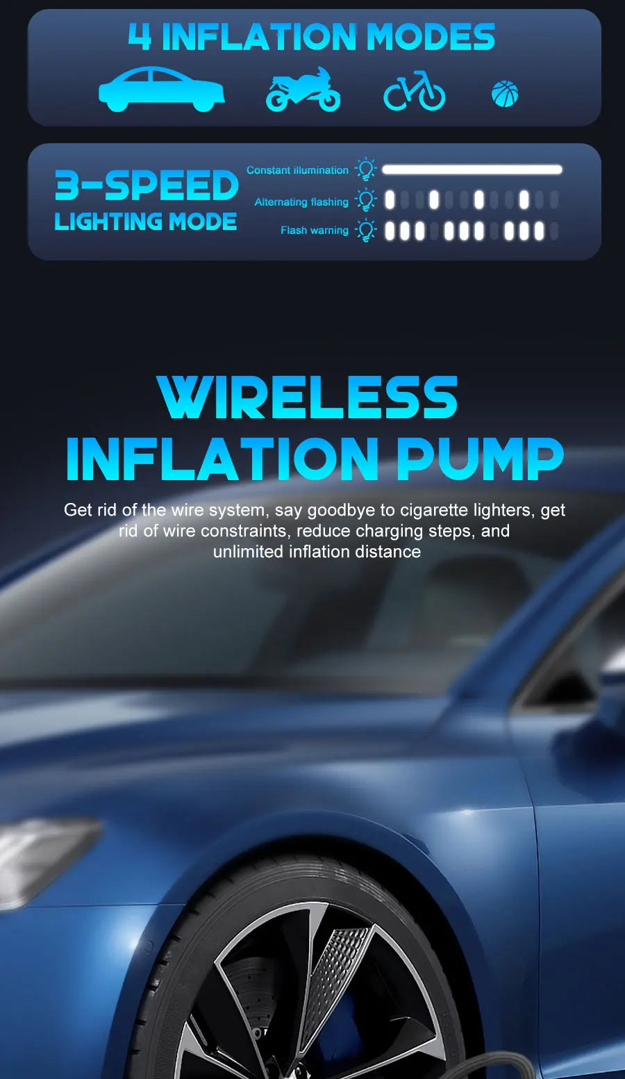 Digital Display Portable Tire Inzzator, USB Rechargeable Air Compressor for Car Bike Motorcycle Tires, Balls, Inflatable Toys