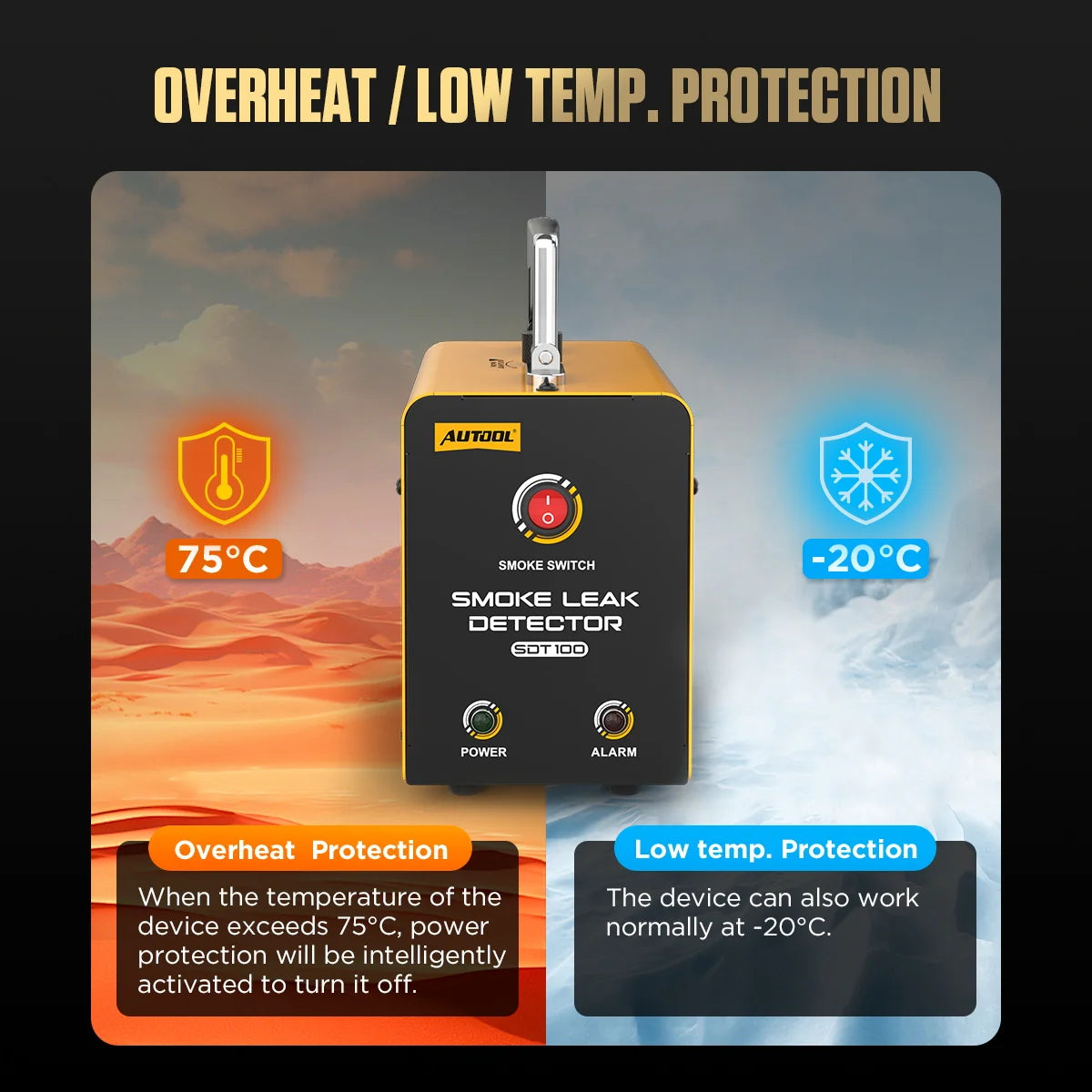 AUTOOL SDT100 Automotive Smoke Leak Detector for EVAP Smoke Tests Car Sealing Test Vacuum Leakage Diagnostic Tool