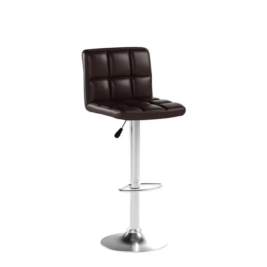Adjustable Height PU Leather Barstools Set of 2, Brown Liv