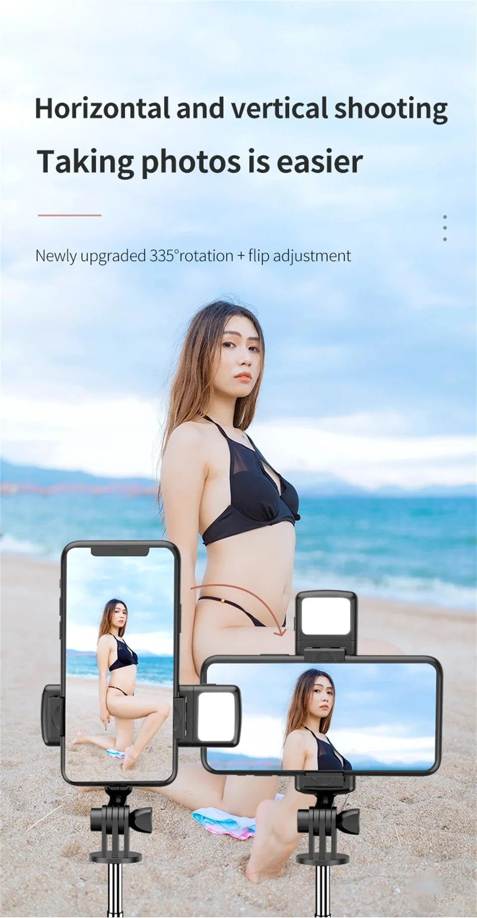 Portable Bluetooth Selfie Stick Retractable Multifunctional Phone HoldeTripod With Selfie light Wireless Remote Shutter stand