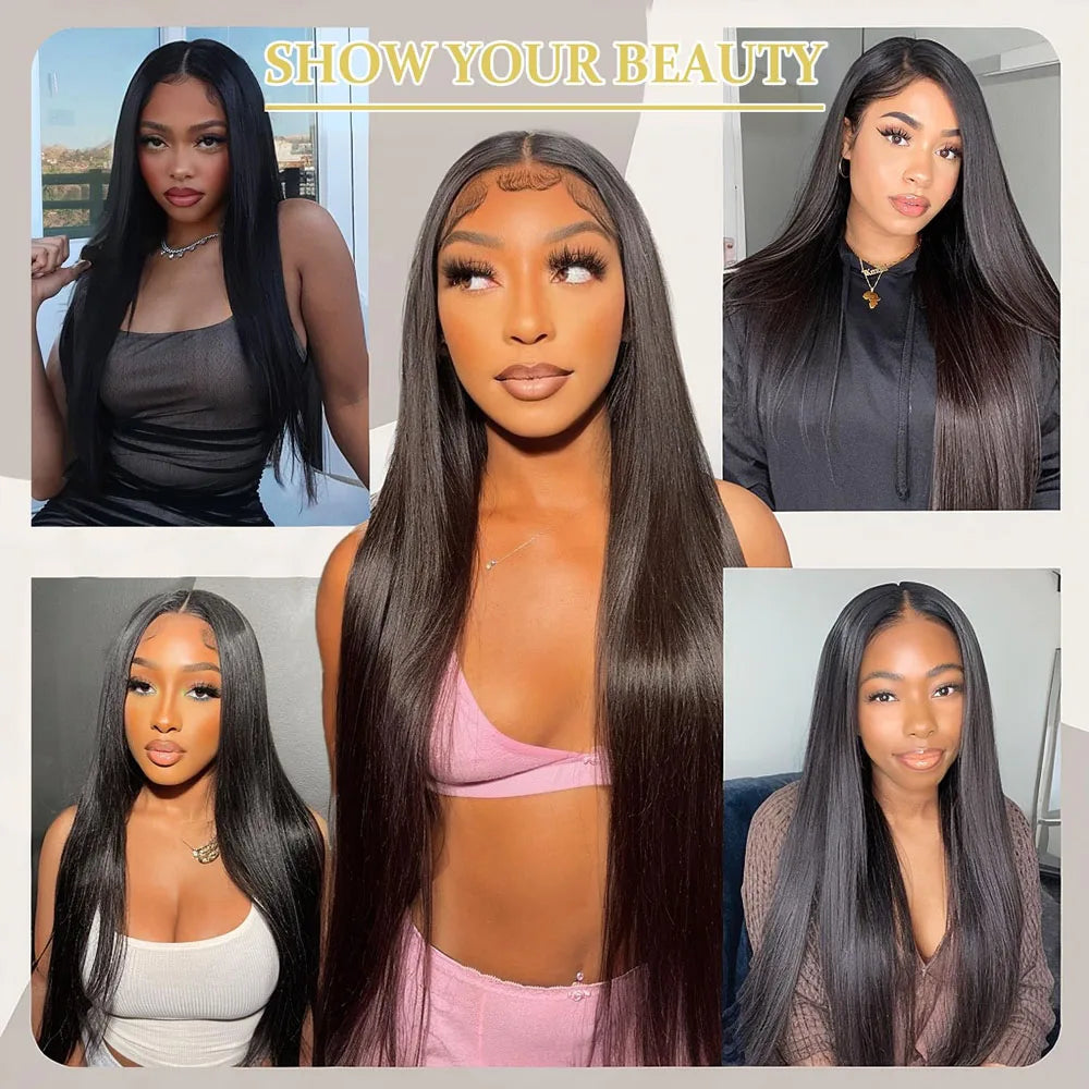 40 Inch Glueless HD Lace 13x4 Front Wig Human Hair 13x6 Ready To Wear Straight Wigs With Pre Plucked 5x5 Closure No Glue Needed