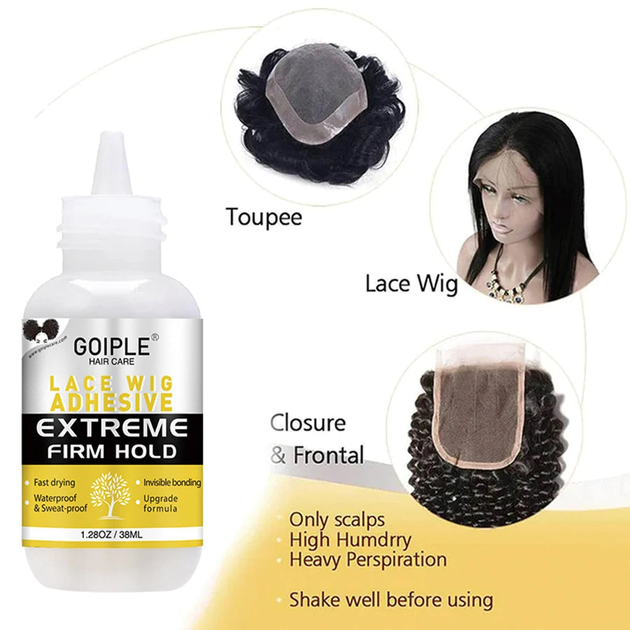 Wig Install & Styling Kit Waterproof Wig Glue Invisible Bonding for Long Lasting with Hair Wax Stick Tame Frizz Neat Edges