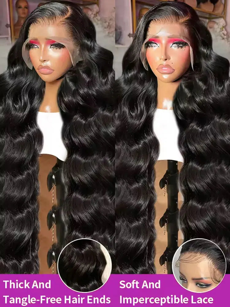 40 42 Inch Body Wave Human Hair Wigs 250% Density 13x6 HD Lace Front Human Hair Wig 5x5 Gluless Lace Closure Wig Preplucked