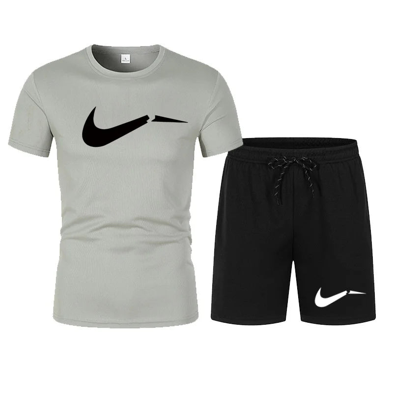 2026 men's summer T-shirt and shorts set, casual and fashionable short sleeved T-shirt combination, breathable sportswear