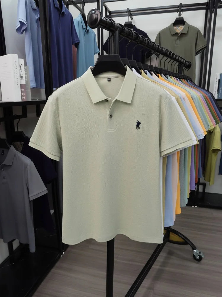 High end 100% cotton short sleeve polo shirt men's fashion luxury brand hot selling pony embroidery golf casual business T-shirt