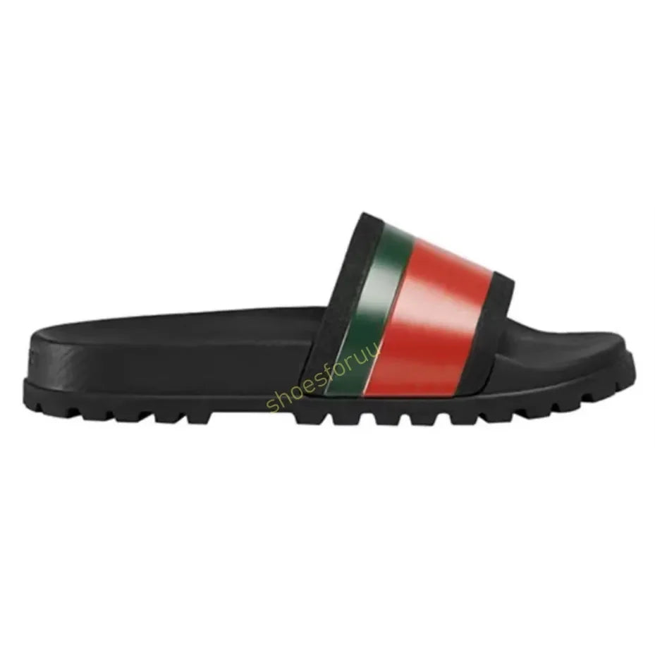 Designer Slippers Fashion Flat Slides Mens Womens claquettes Rubber Slide Sandal Black White Blooms Floral Flat Gear sole Luxury