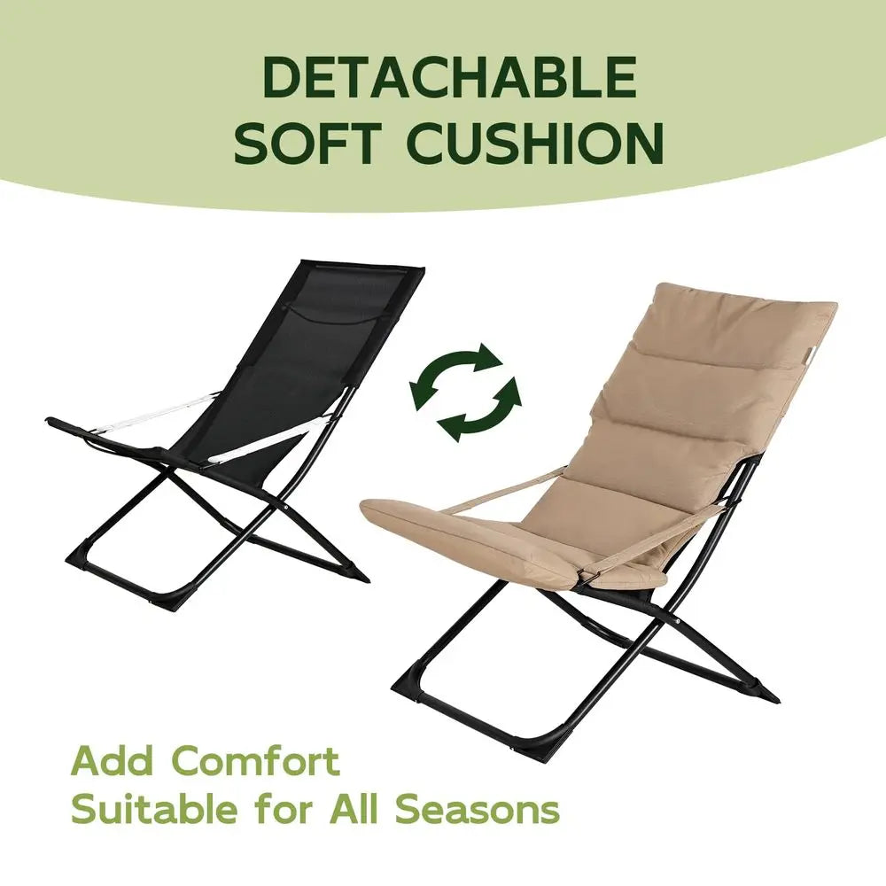 HeavyDuty Outdoor Chaise Lounge Chair, Reclining Folding Camping Chair with Removable Footrest, AllWeather Portable Patio LC