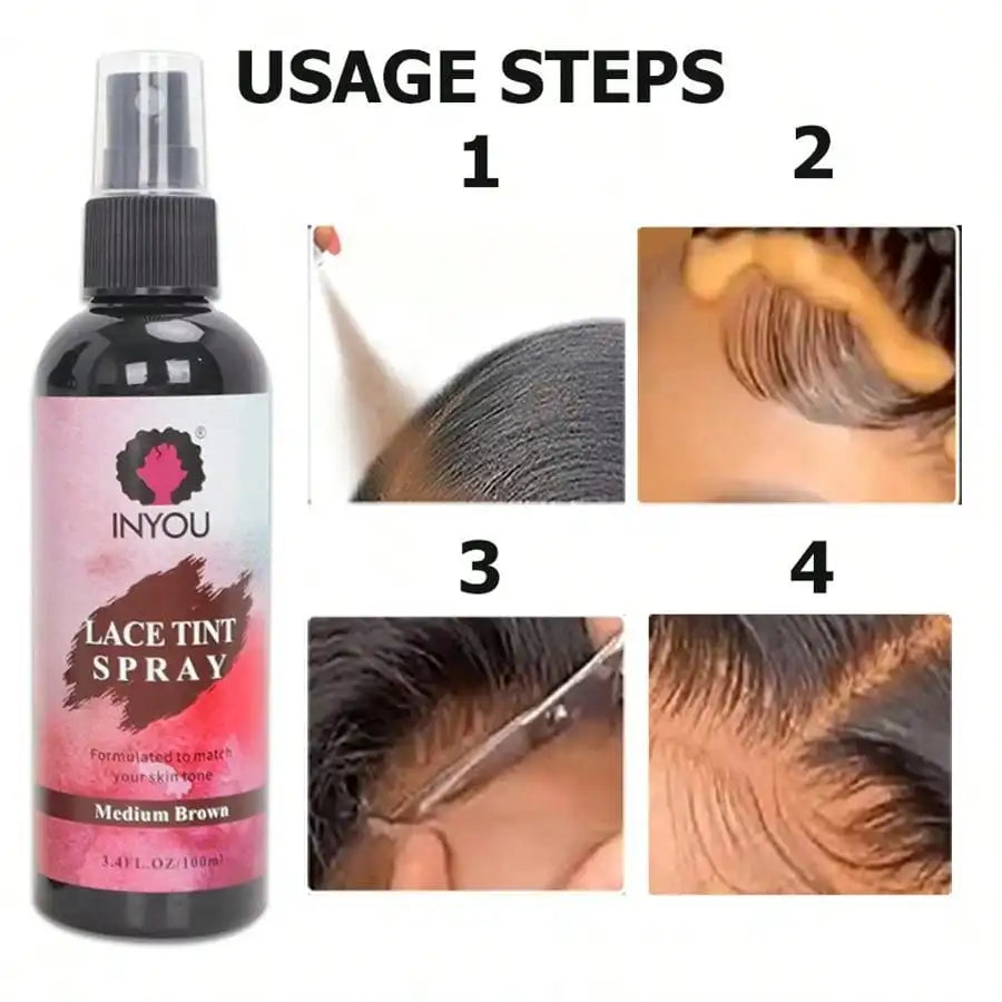 Lace Tint Spray For Wigs, Waterproof Lace Tint Melting Mousse Spray Concealer For Lace Closure Front Wigs Toupees