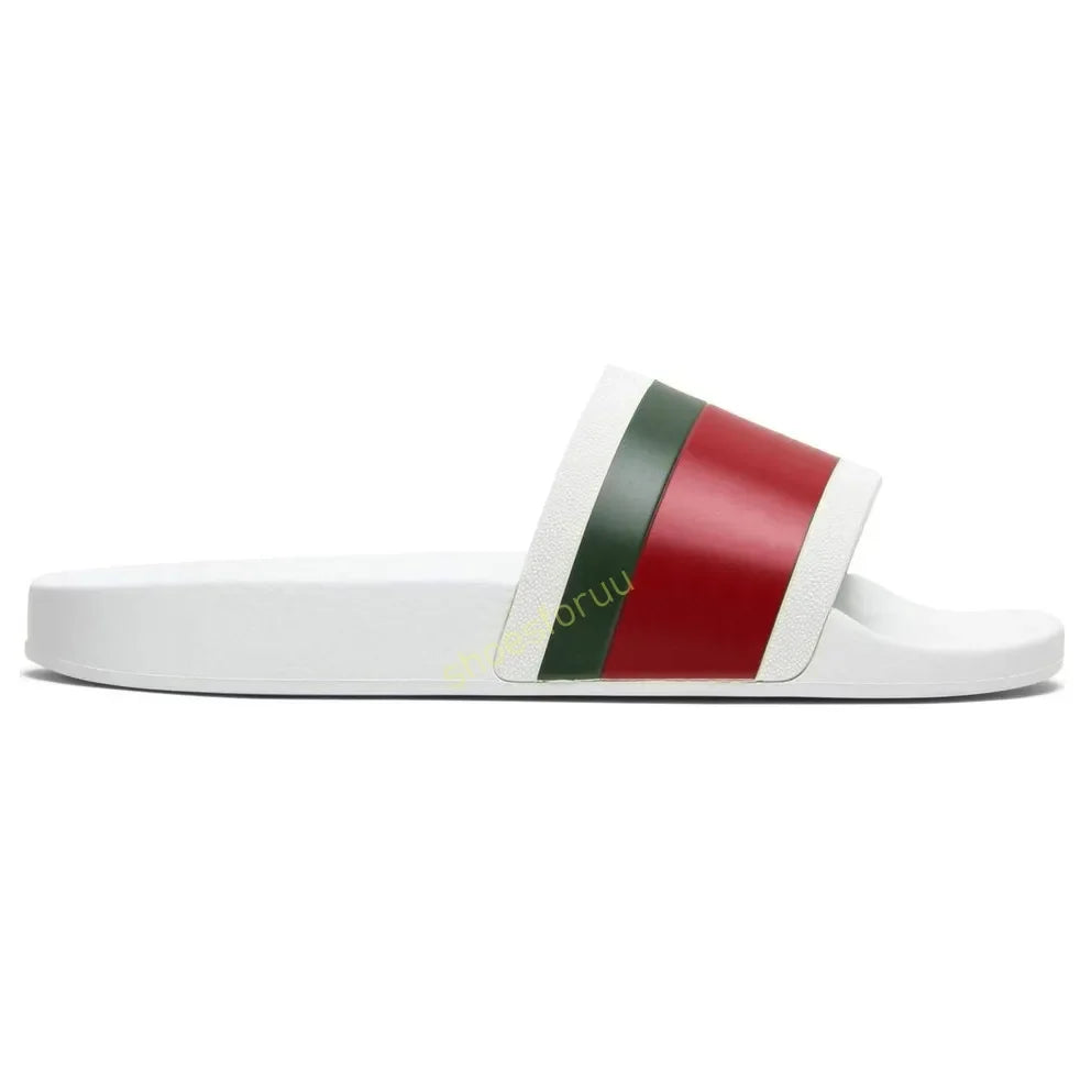 Designer Slippers Fashion Flat Slides Mens Womens claquettes Rubber Slide Sandal Black White Blooms Floral Flat Gear sole Luxury