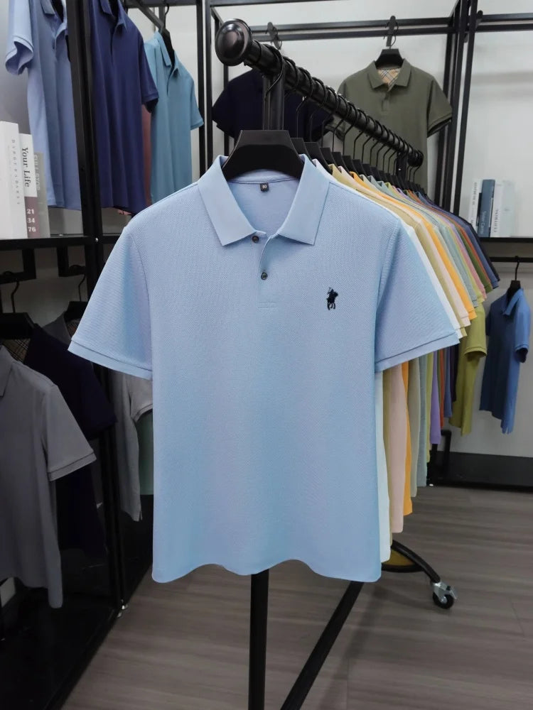 High end 100% cotton short sleeve polo shirt men's fashion luxury brand hot selling pony embroidery golf casual business T-shirt