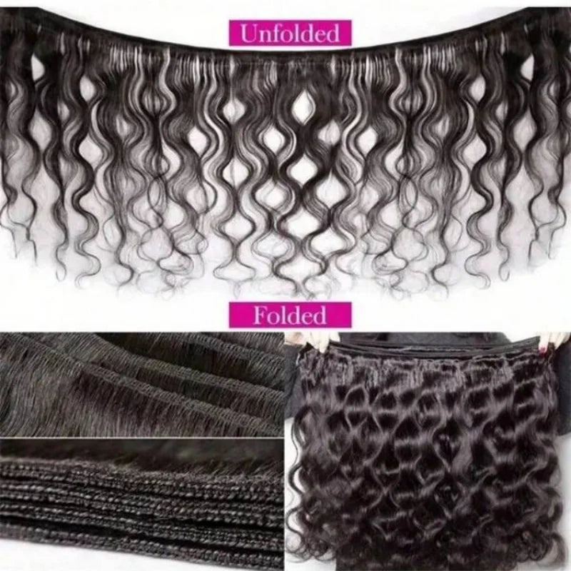 Body Wave Hair Bundles - Natural Black Brazilian Virgin Hair Weave 12A Unprocessed Hair Extensions.