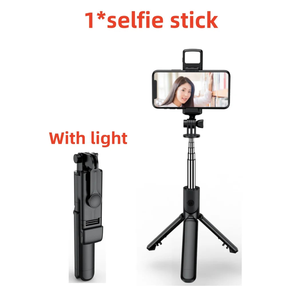 Portable Bluetooth Selfie Stick Retractable Multifunctional Phone HoldeTripod With Selfie light Wireless Remote Shutter stand