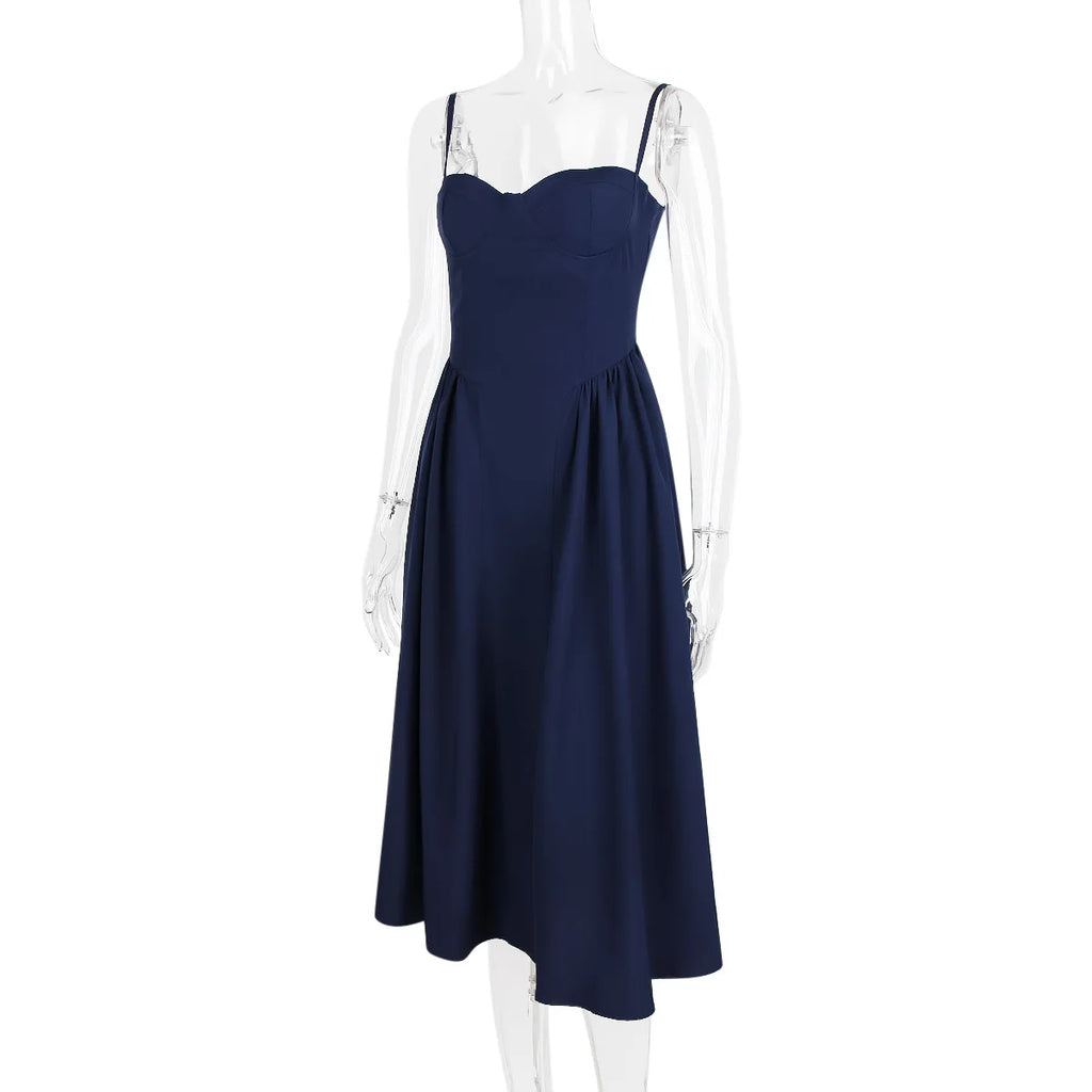 Suninheart Spaghetti Strap Summer Party Dresses 2025 New Arrivals Fit and Flare Elegant Midi Dress Red Night Date Dress