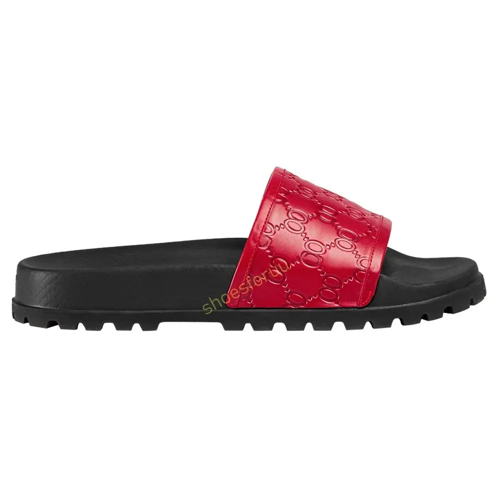 Designer Slippers Fashion Flat Slides Mens Womens claquettes Rubber Slide Sandal Black White Blooms Floral Flat Gear sole Luxury