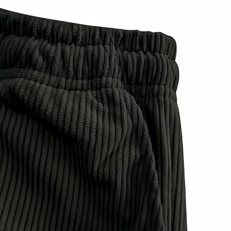 2026New Mens Corduroy Casual Pants Fashion Loose Fit Baggy Pants Straight Sweatpants Elastic Waist Drawstring Outdoor Streetwear