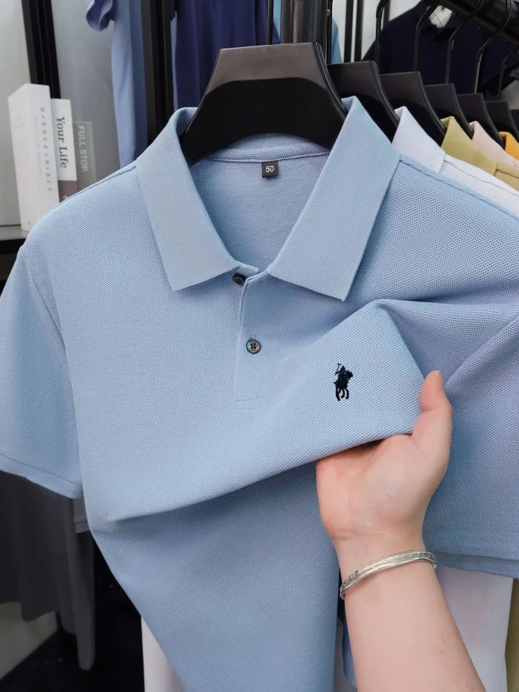 High end 100% cotton short sleeve polo shirt men's fashion luxury brand hot selling pony embroidery golf casual business T-shirt