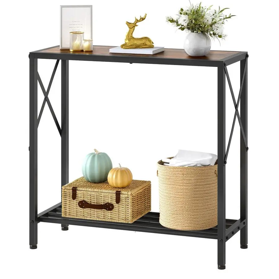 Small Round Drink Side Table, Solid Wood Pillar Design, Wood Top & Base Accent Table for Home Living Room Office