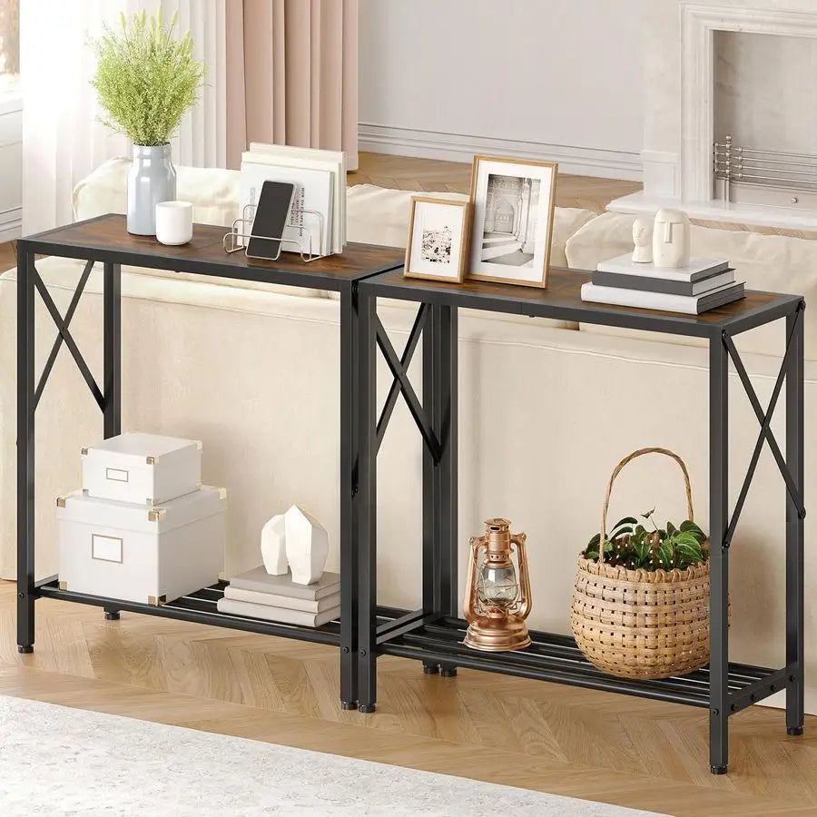 Small Round Drink Side Table, Solid Wood Pillar Design, Wood Top & Base Accent Table for Home Living Room Office