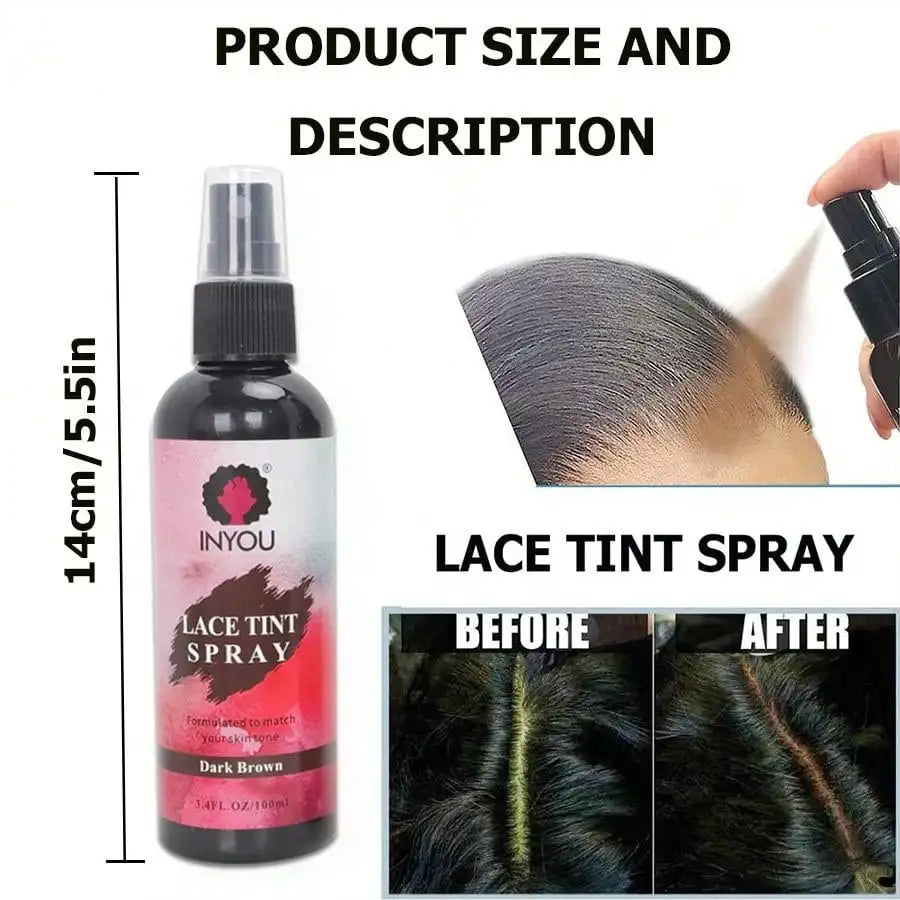 Lace Tint Spray For Wigs, Waterproof Lace Tint Melting Mousse Spray Concealer For Lace Closure Front Wigs Toupees