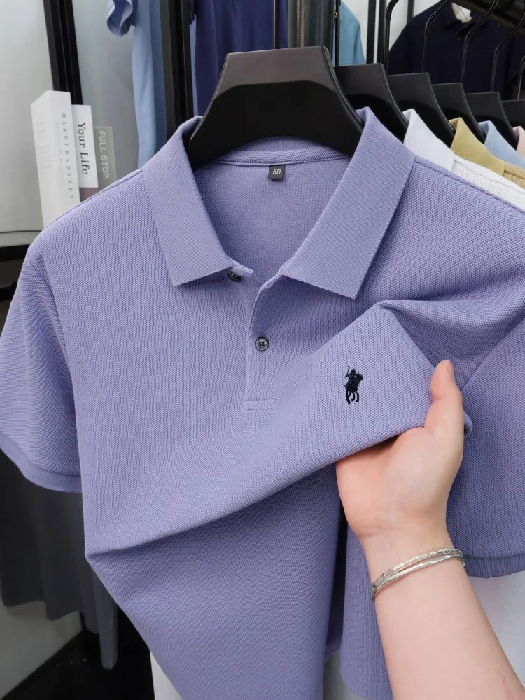 High end 100% cotton short sleeve polo shirt men's fashion luxury brand hot selling pony embroidery golf casual business T-shirt